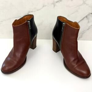 Madewell Women Reid Two Tone Leather Ankle Boot Sz 6.5 Fall Winter Classic Brown